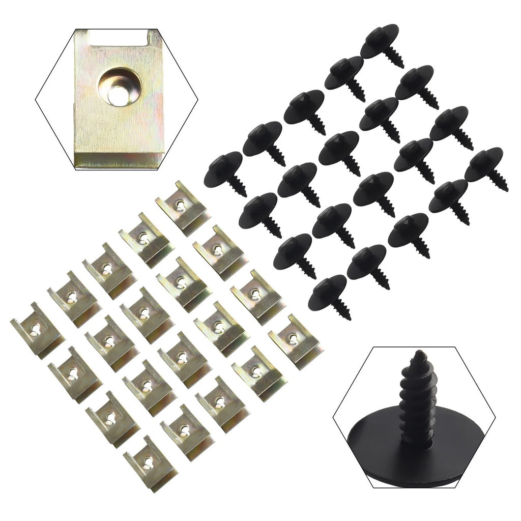 Set of 40 Hex Head Tapping Socket Bolt Screw Clips for Undertray