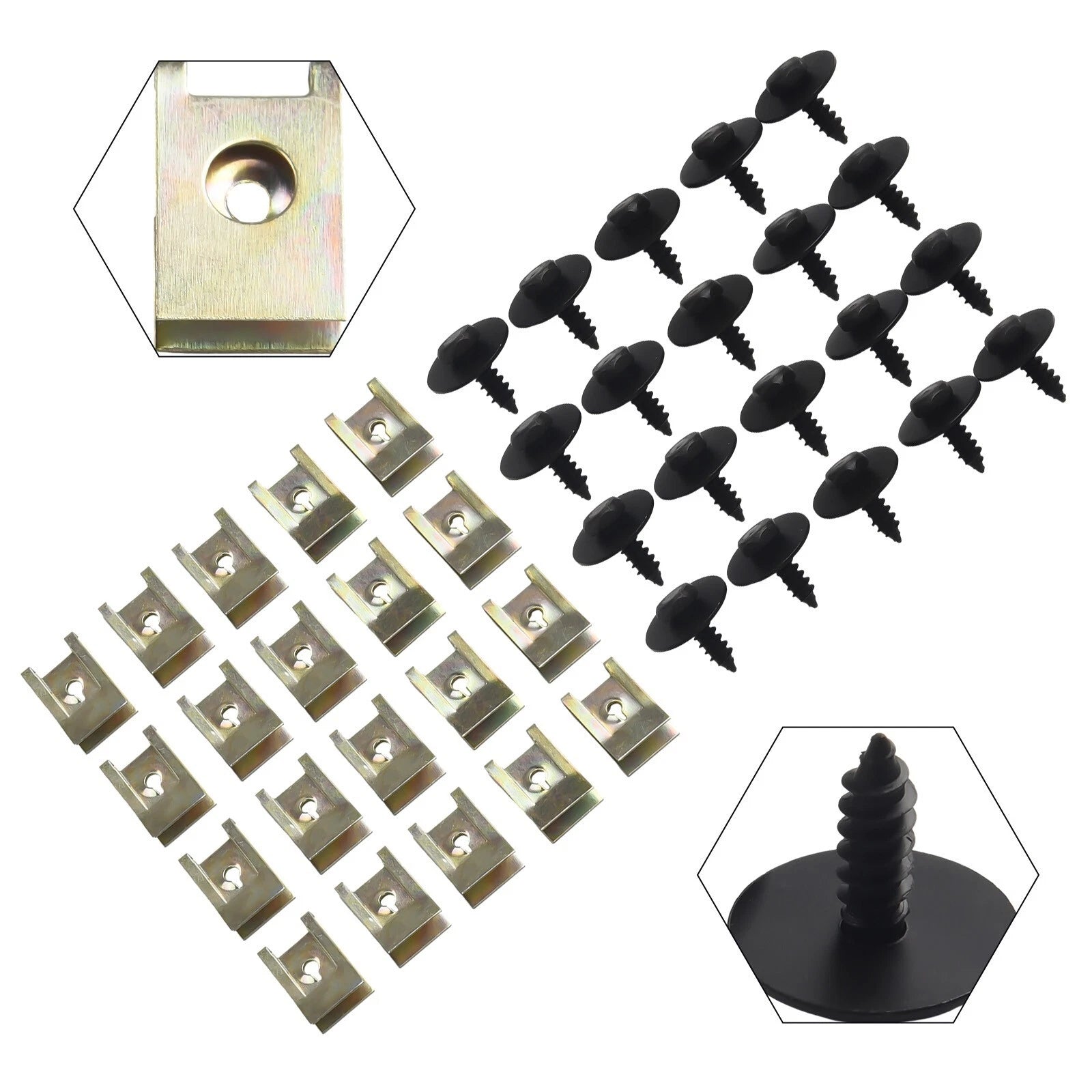 Set of 40 Hex Head Tapping Socket Bolt Screw Clips for Undertray