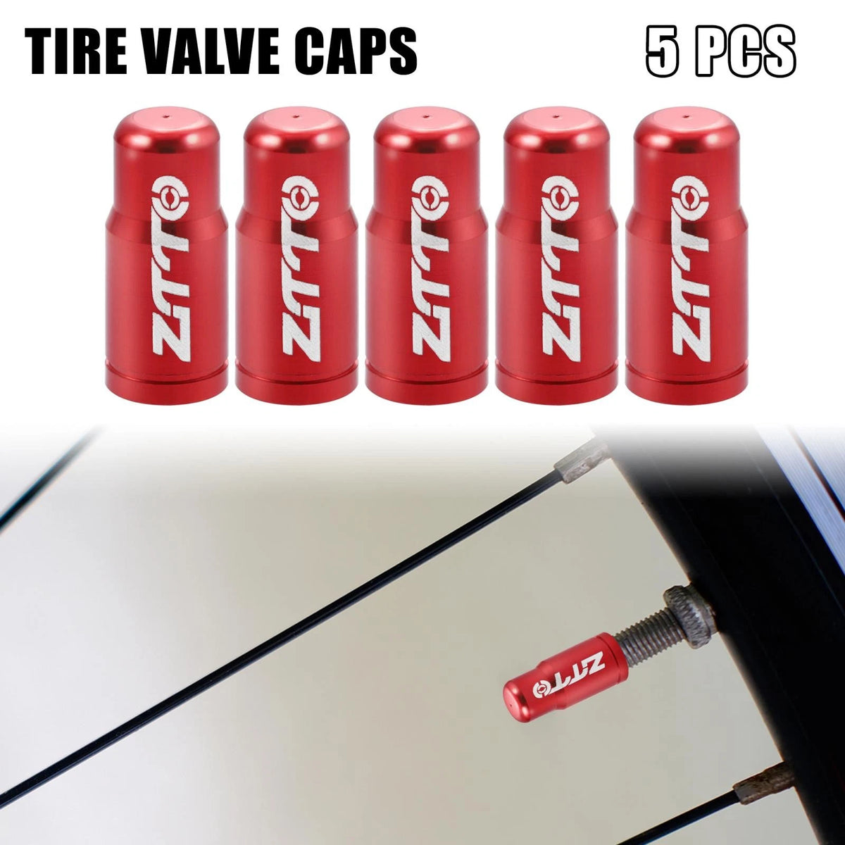 5 Pack Aluminum Alloy Valve Caps French Type for Bicycle Tire Red (—)
