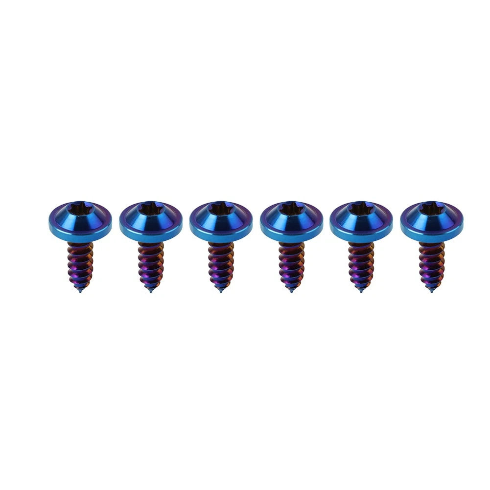Set of 6 Titanium M5x15mm Torx Head Self Tapping Screws