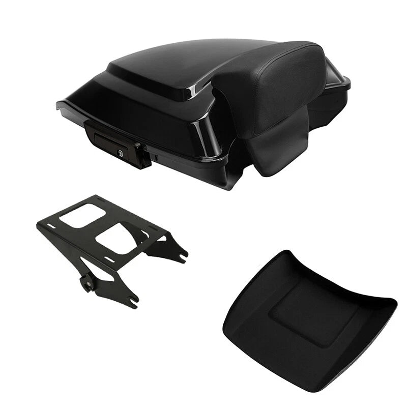 Black Razor Trunk Backrest Mount Rack for Harley Touring Road Glide (2014–2026)