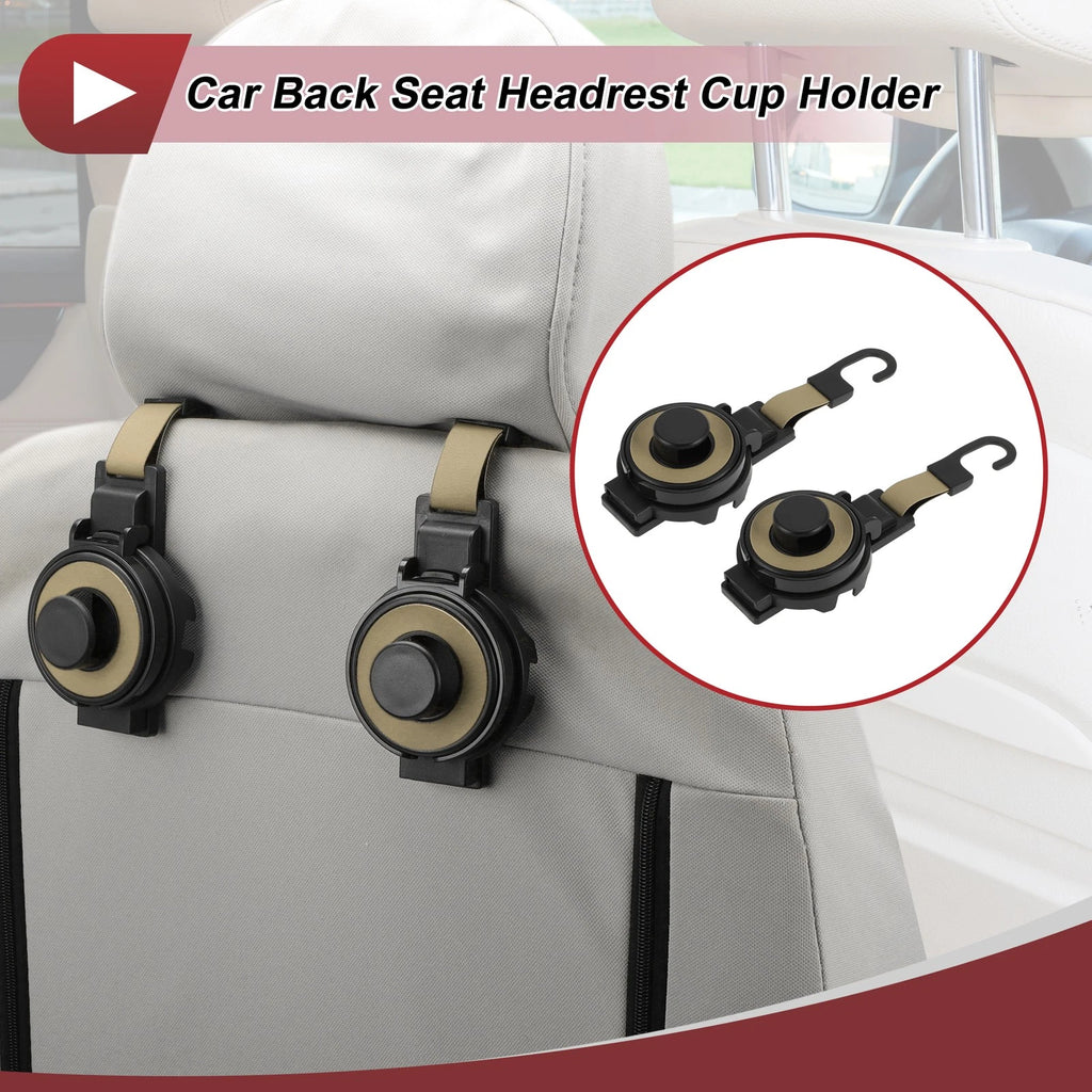 2X Back Seat Headrest Cup Holder for Car (Beige)
