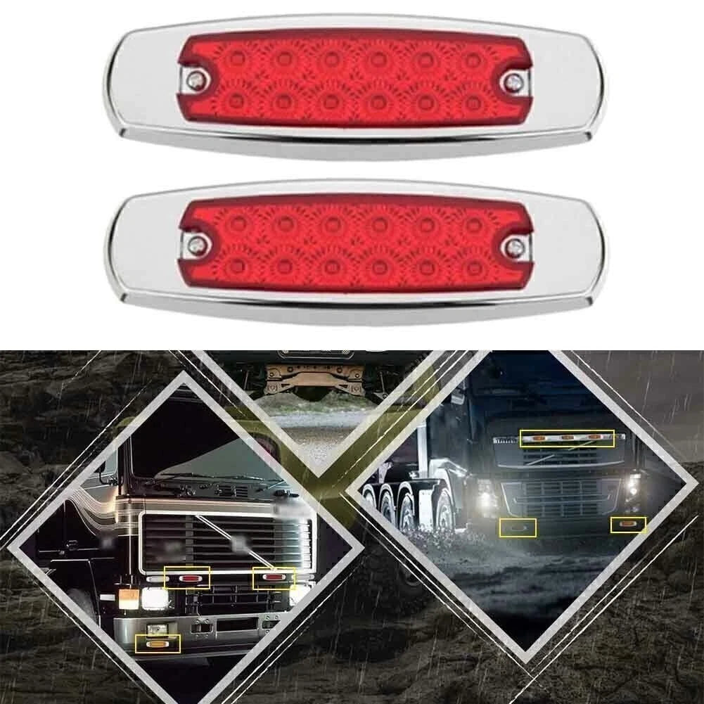 2X Red 12LED Sealed Side Marker Clearance Light for Trailer