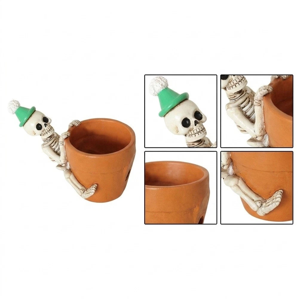 Halloween Resin Skeleton Pot for Succulents (10.5x7x6.1cm)
