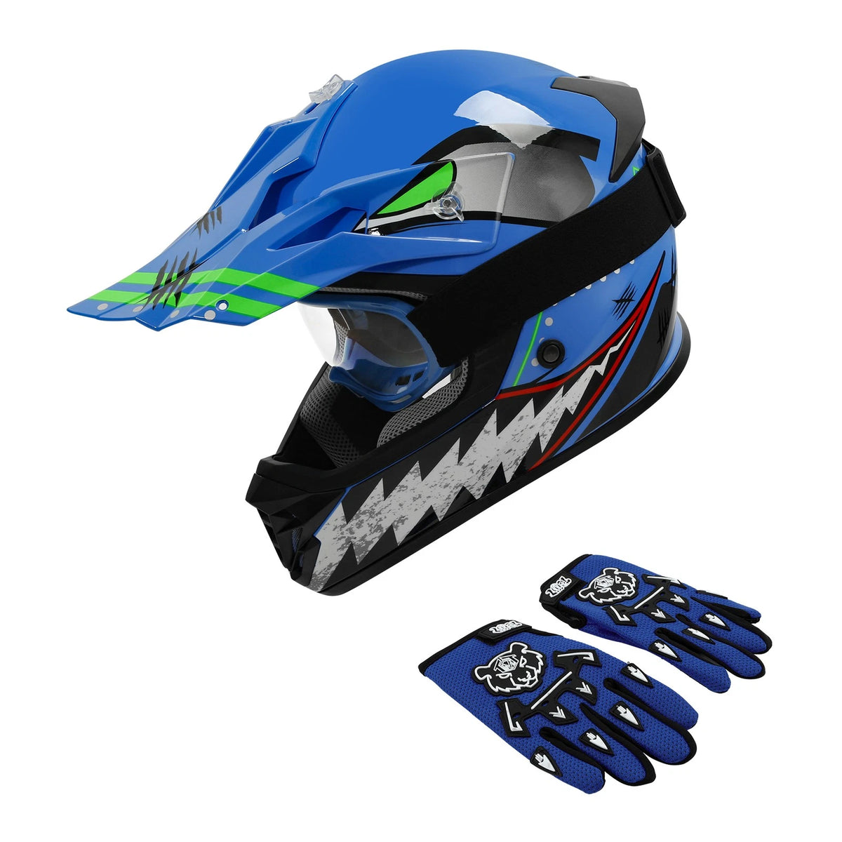 Youth Full Face Helmet Set for ATV Motocross (DOT Approved)