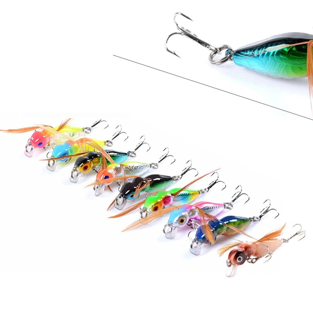 9PCS Fishing Lures 3.4g/4.5cm Minnow Baits 10# Ant Insect Bionic Bait