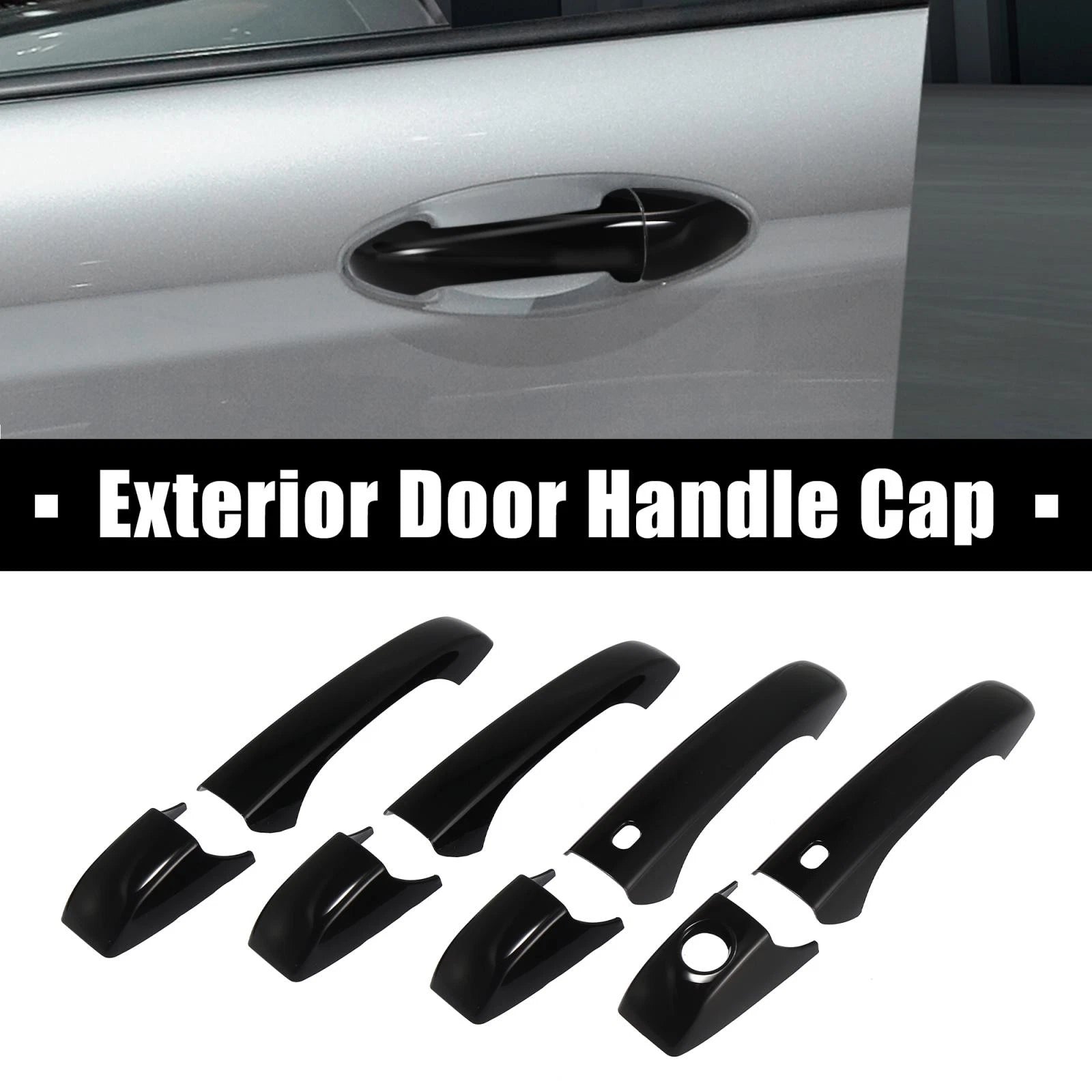 4pcs Door Handle Trim Covers Glossy Black for Jeep Dodge Chrysler (2005–2018)