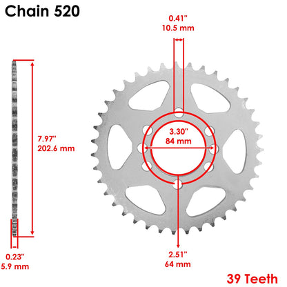 Drive Chain and Sprockets Kit for Suzuki LT-F160 Quadrunner 160 2X4 (1991–2004)