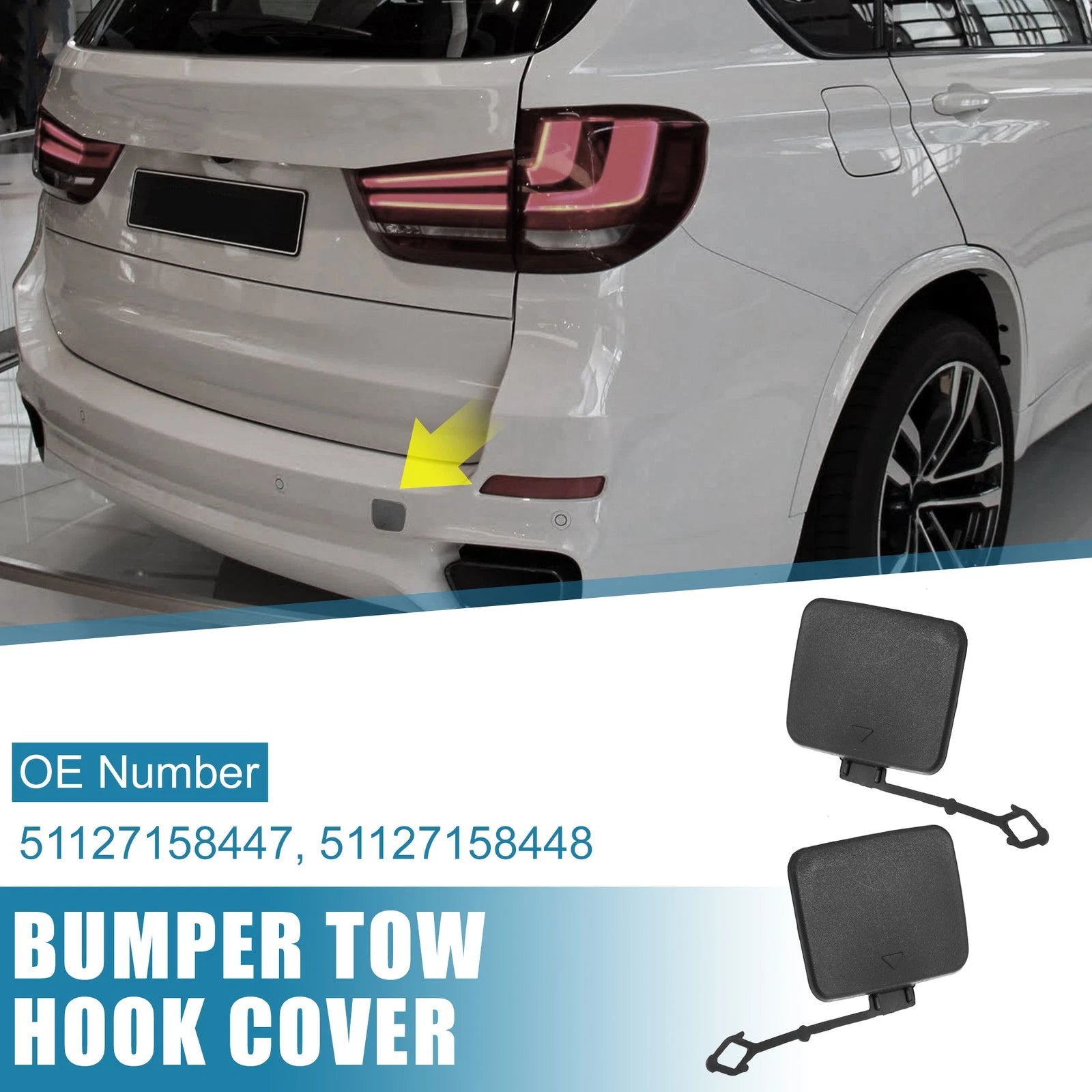 Rear Bumper Tow Hook Cover Pair Replacement for BMW X5 (2007–2013)