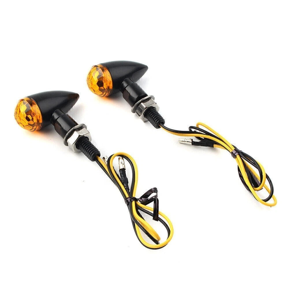 2X LED Mini Amber Turn Signal Indicators for Universal Fit (8MM)