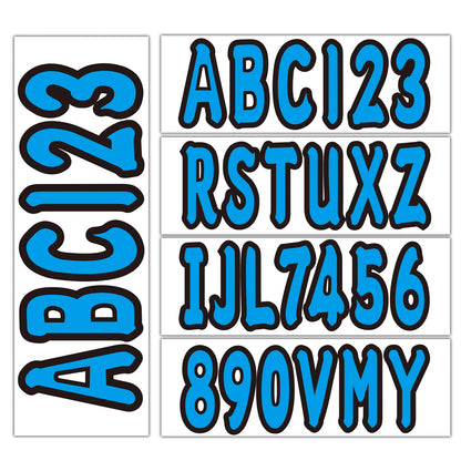 Set of 4 Blue Decals A-Z & 0-9 for Boat Registration Stickers