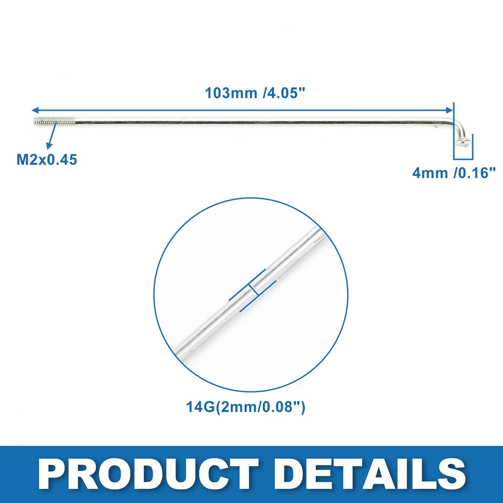 Bike Bicycle Spokes 14G 103mm Carbon Steel Replacement for Universal (—)