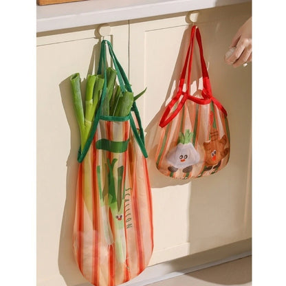 Polyester Mesh Bag for Scallions Garlic Fruits Seasonings Storage