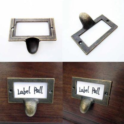 6/12Pcs Vintage Drawer Cabinet Frame Label Tag Pull File Card Holder Hardware