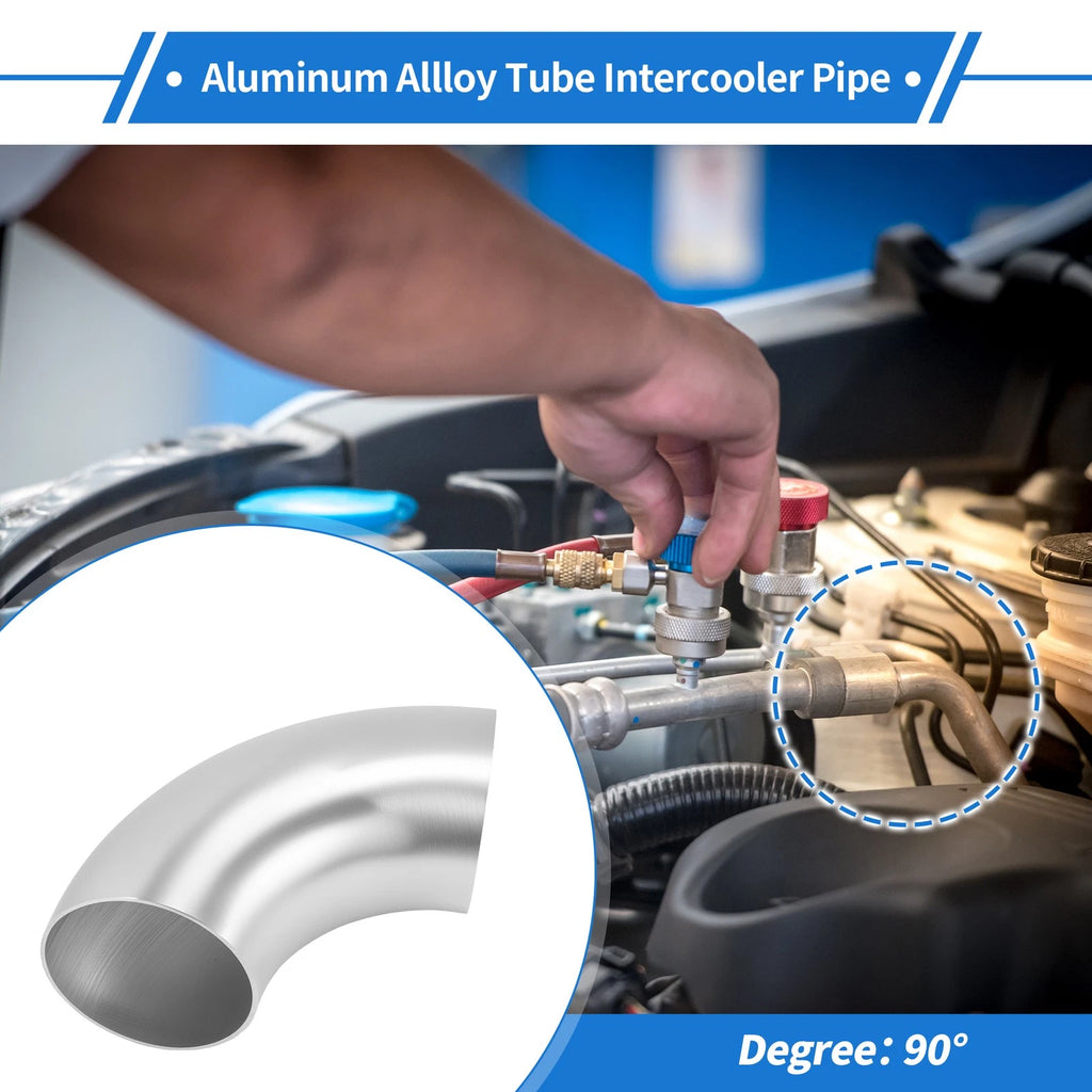 3.5" OD 90° Intercooler Pipe for - Brushed Silver Tone