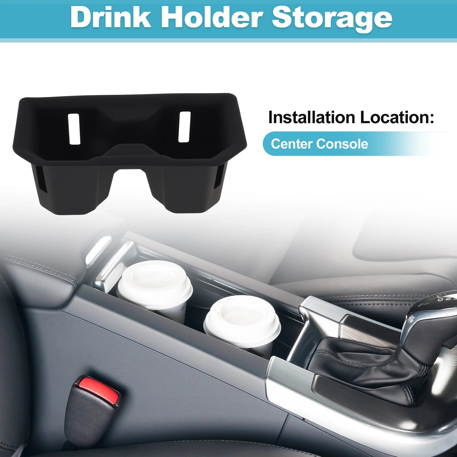 Front Console Cup Holder Organizer for Toyota RAV4 (2026) Silicone Black