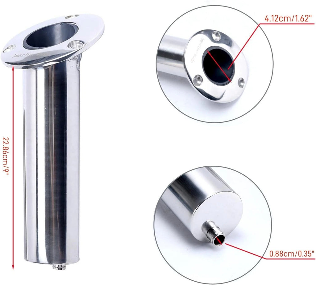 4X Flush Mount Fishing Rod Pole Holder for (316 Stainless Steel)