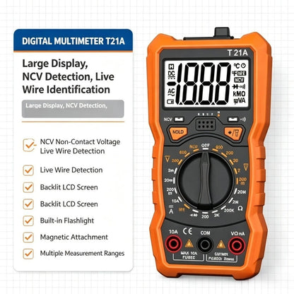 T21A Multimeter with White Backlit LCD Screen for Field Use