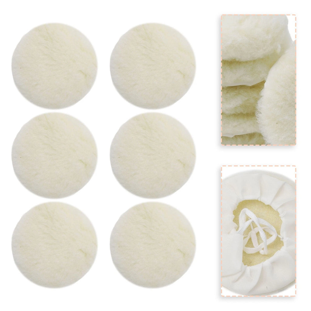 Set of 6 Soft Wool Buffing Polishing Pads for Car Buffer