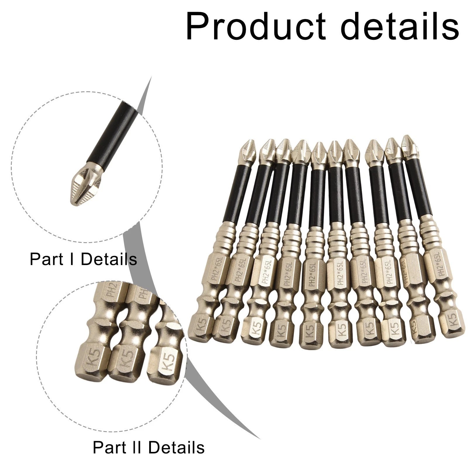10-Piece Magnetic Screwdriver Bit Set for Strong Driving