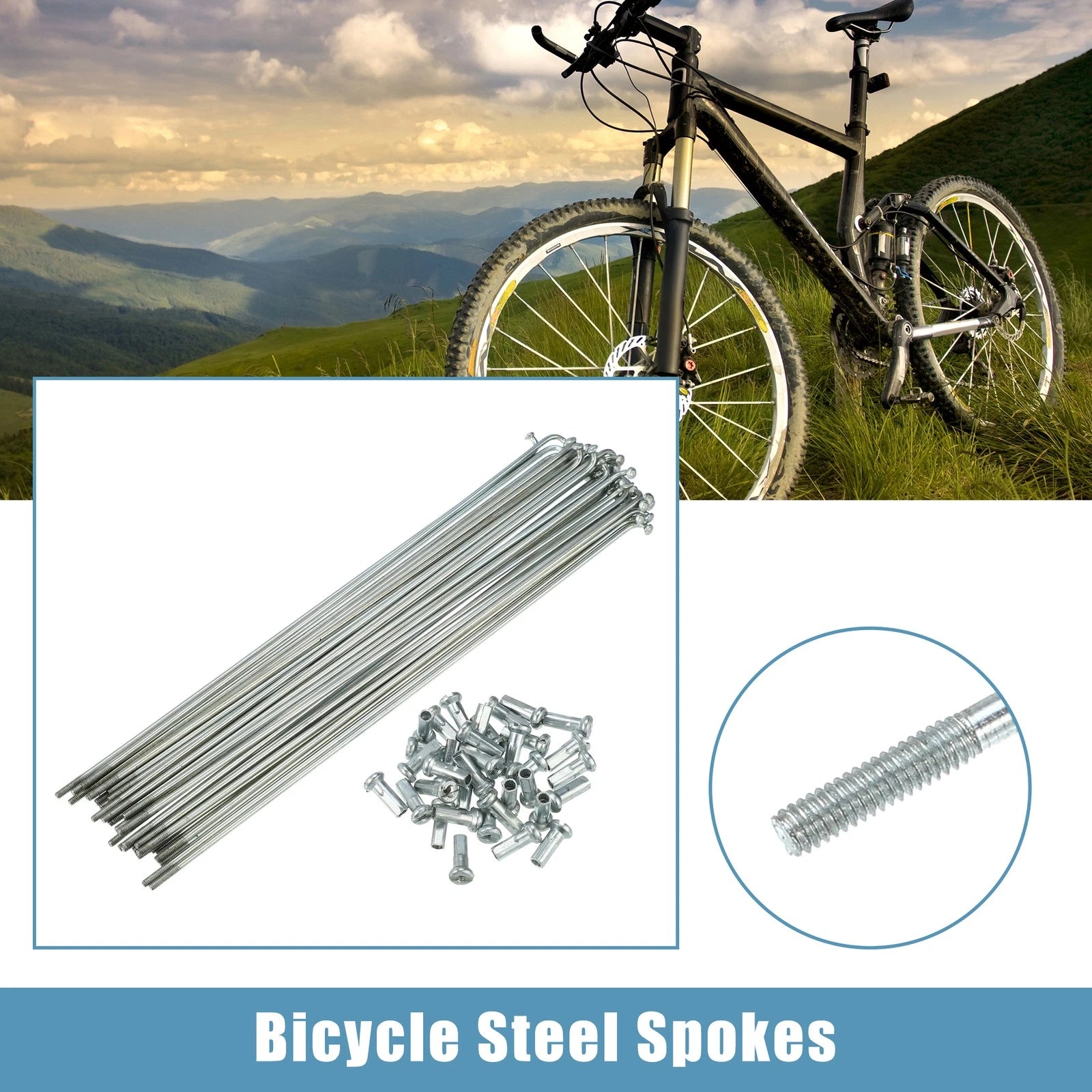 14G J Bend Bicycle Spokes with Nipples for 194mm Cycle Wheels (194mm)