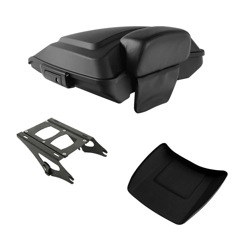 Matte Black Razor Trunk Backrest Pad Mount Rack for Harley Touring (2014–2026)