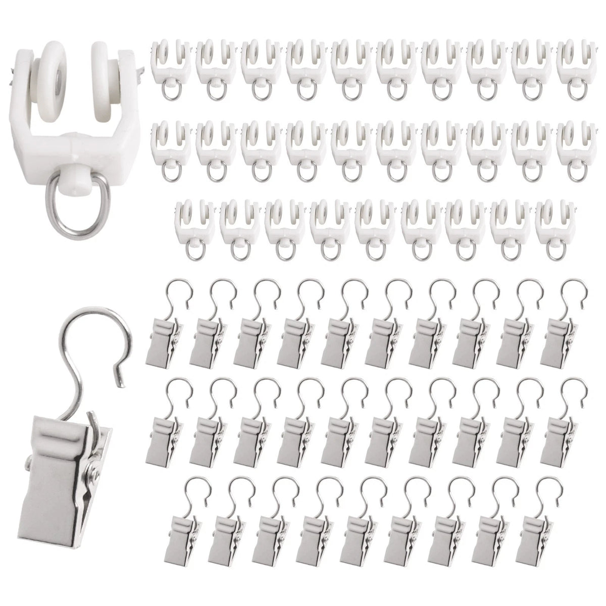 30PCS Stainless Steel Curtain Clips with Pulleys for Strong Hold