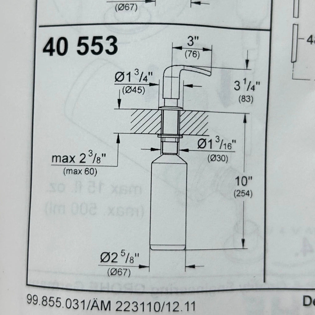 Soap Dispenser Assembly for Grohe 40553DC0 (OEM)
