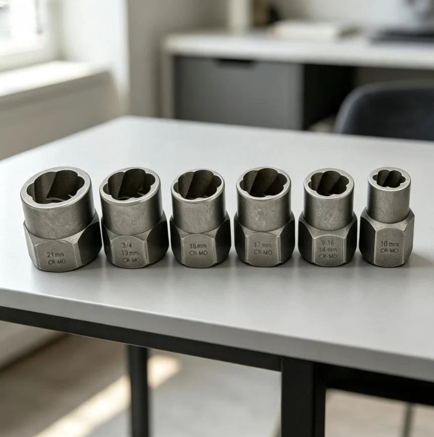 15 Piece Nut Extractor Set for Damaged Screws and Bolts