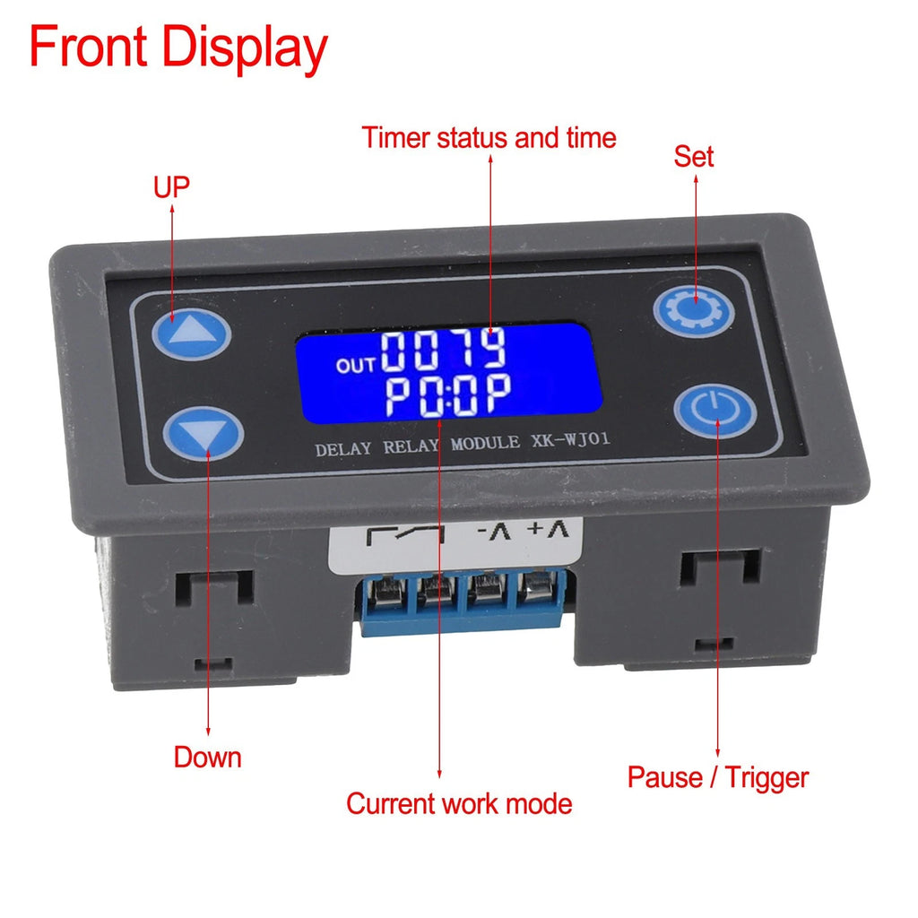 Time Delay Module for DC 12V with LCD Display and Digital Timer