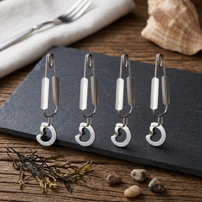 Set of 4 Stainless Steel Conch Serving Tongs for Escargot Kitchen Use