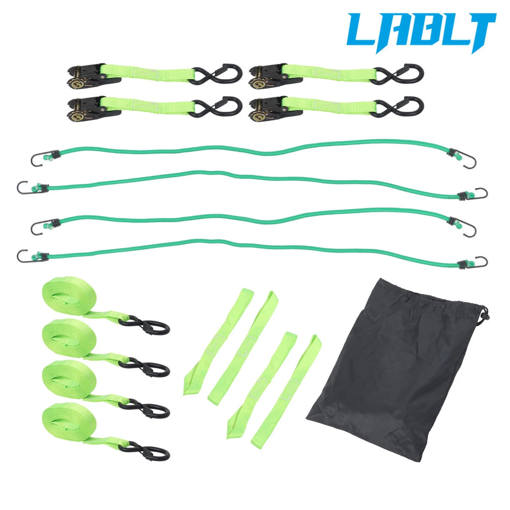 4X 1" × 15' Tie Downs Ratchet Straps for Universal Use (2200Lbs, S Hook)