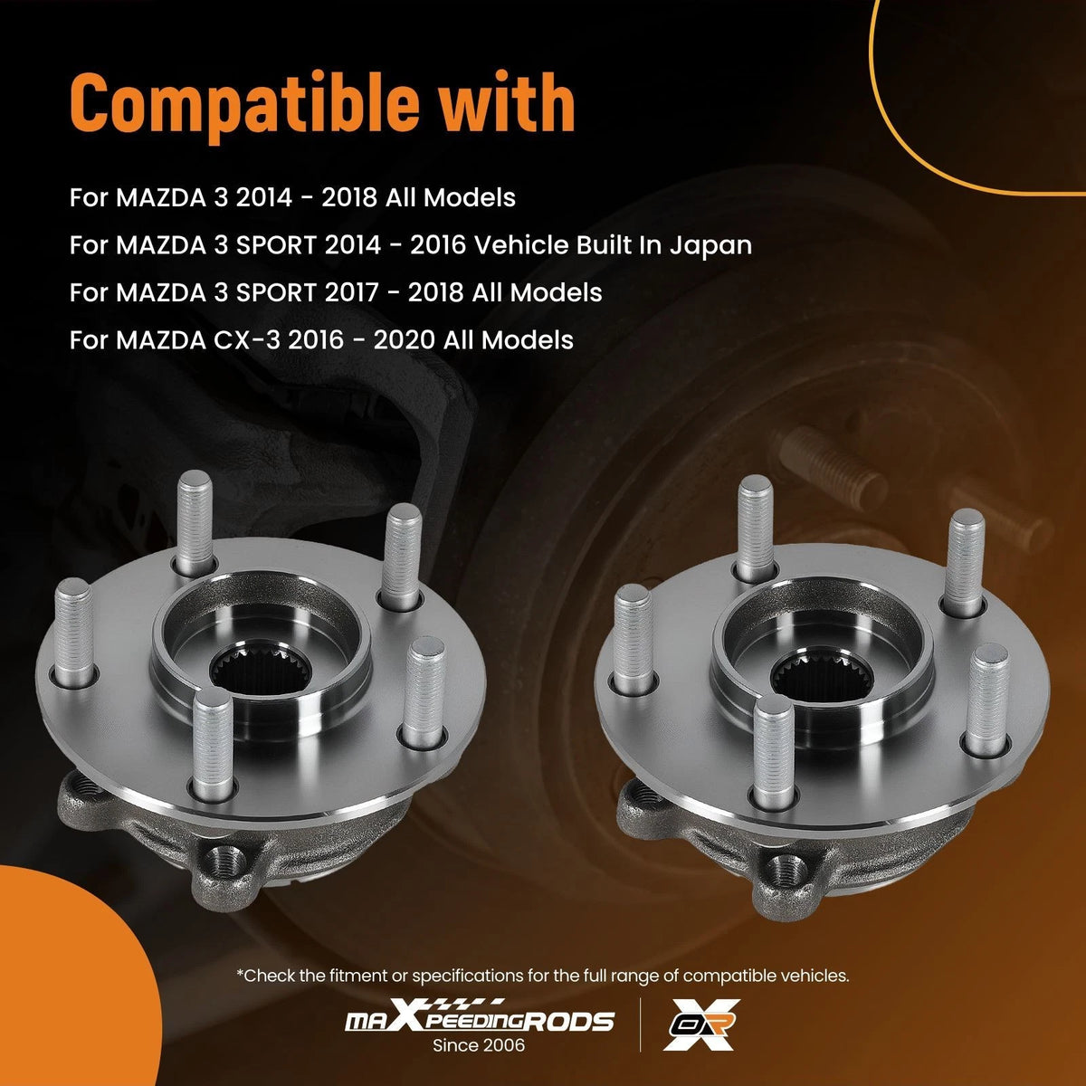 Complete Front Wheel Hub Assembly Set of 2 for Mazda 3/CX-3 (2014–2020) 513354
