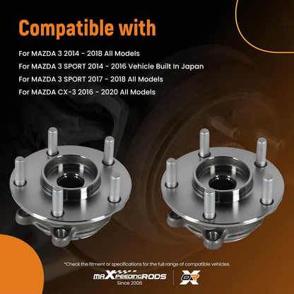 Complete Front Wheel Hub Assembly Set of 2 for Mazda 3/CX-3 (2014–2020) 513354