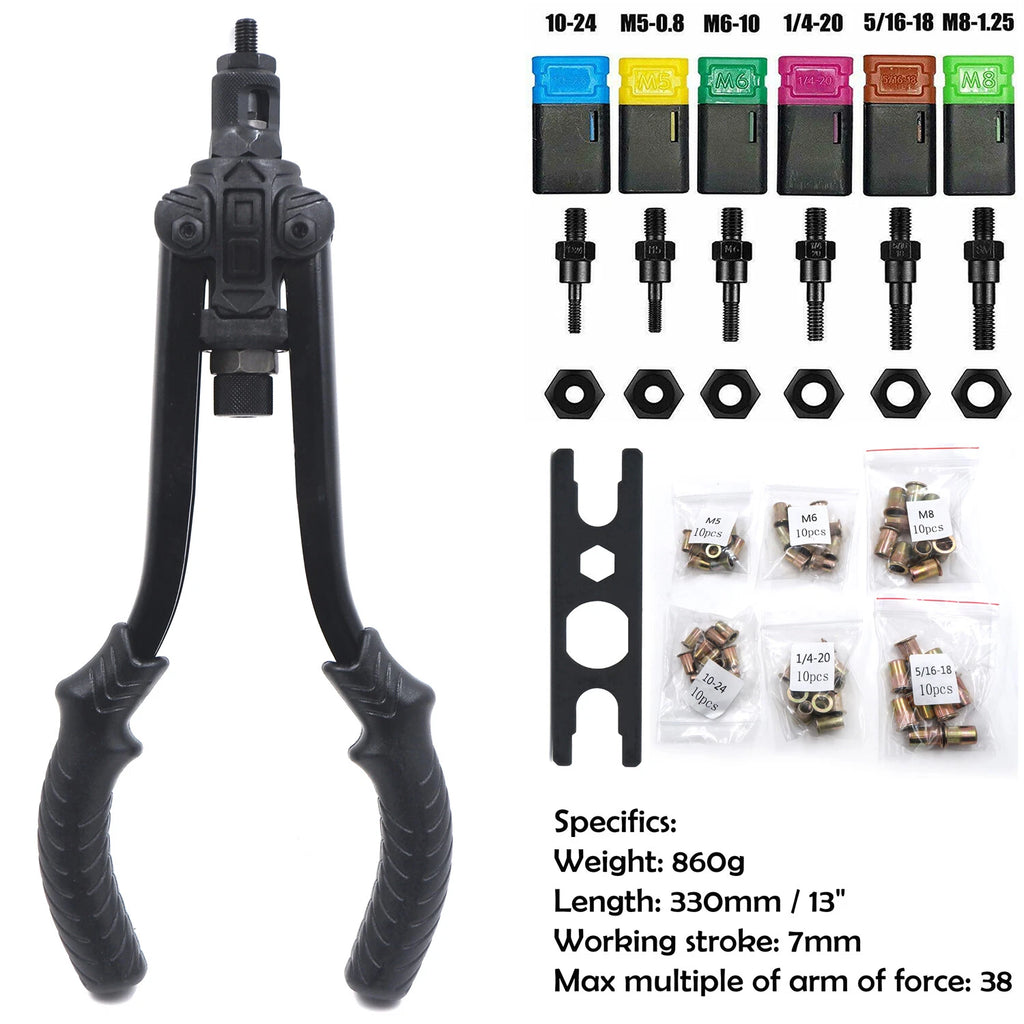 Thrust Type Hand Nut Riveter Kit for (60pcs)