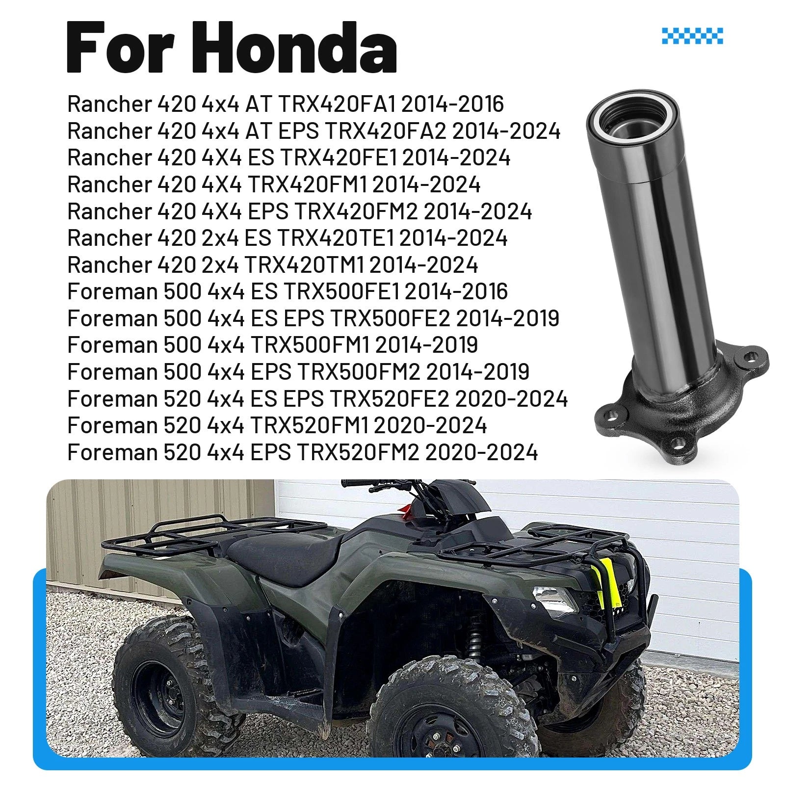 Left Axle Housing Pipe for Honda Rancher TRX420, Foreman TRX500, TRX520 (2014–2024)