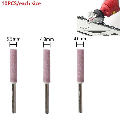 10Pcs Red Corundum Grinding Heads for Chainsaw Sharpener
