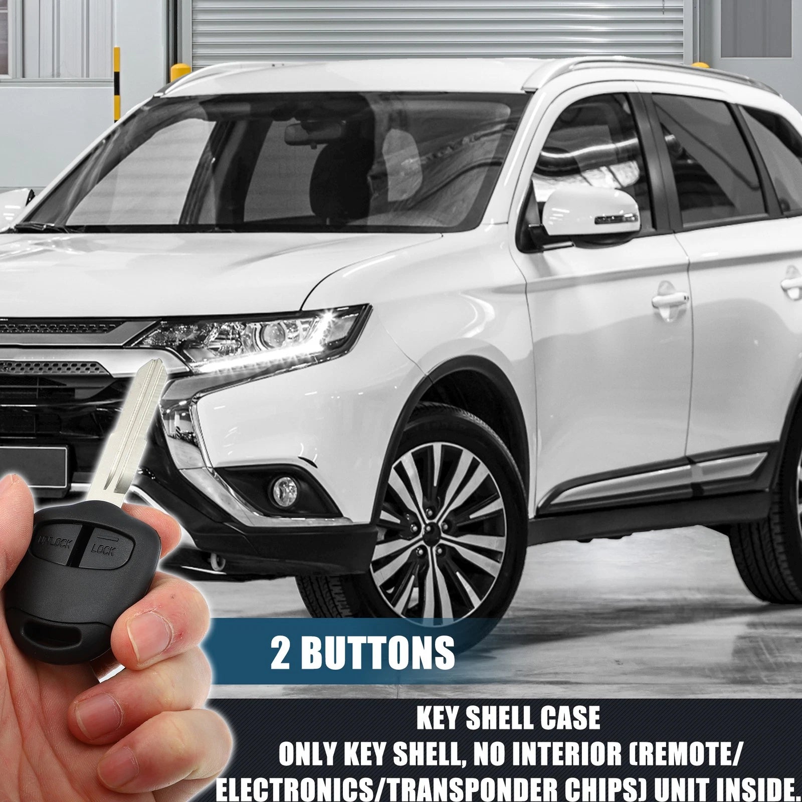 Keyless Entry Remote Housing with 2 Buttons for Mitsubishi (2009–2019)