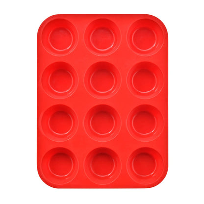12 Slot Silicone Cupcake Mold for Baking, Nonstick, Oven Safe Up to 450F