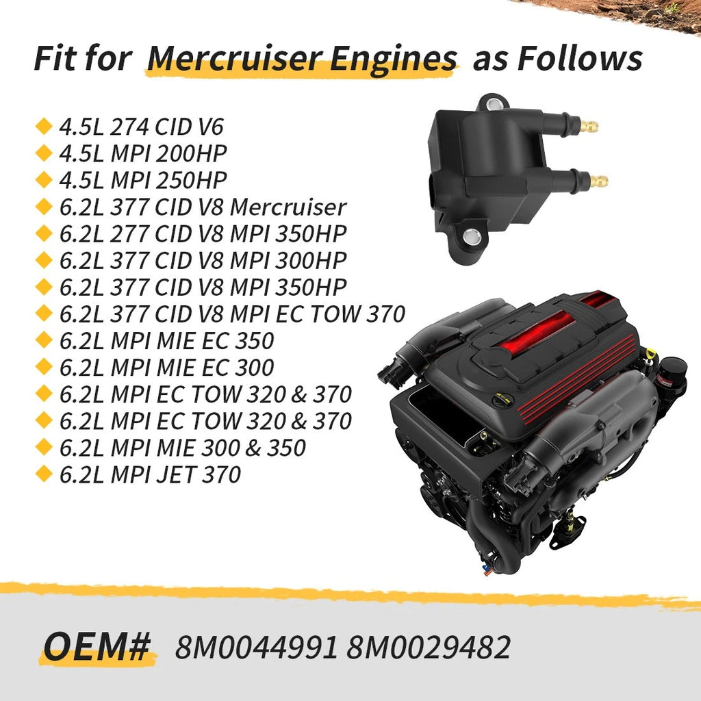Ignition Coil for Mercury Mercruiser 35 40 50 60 75 80HP (300-8M0029482, 8M0044991)