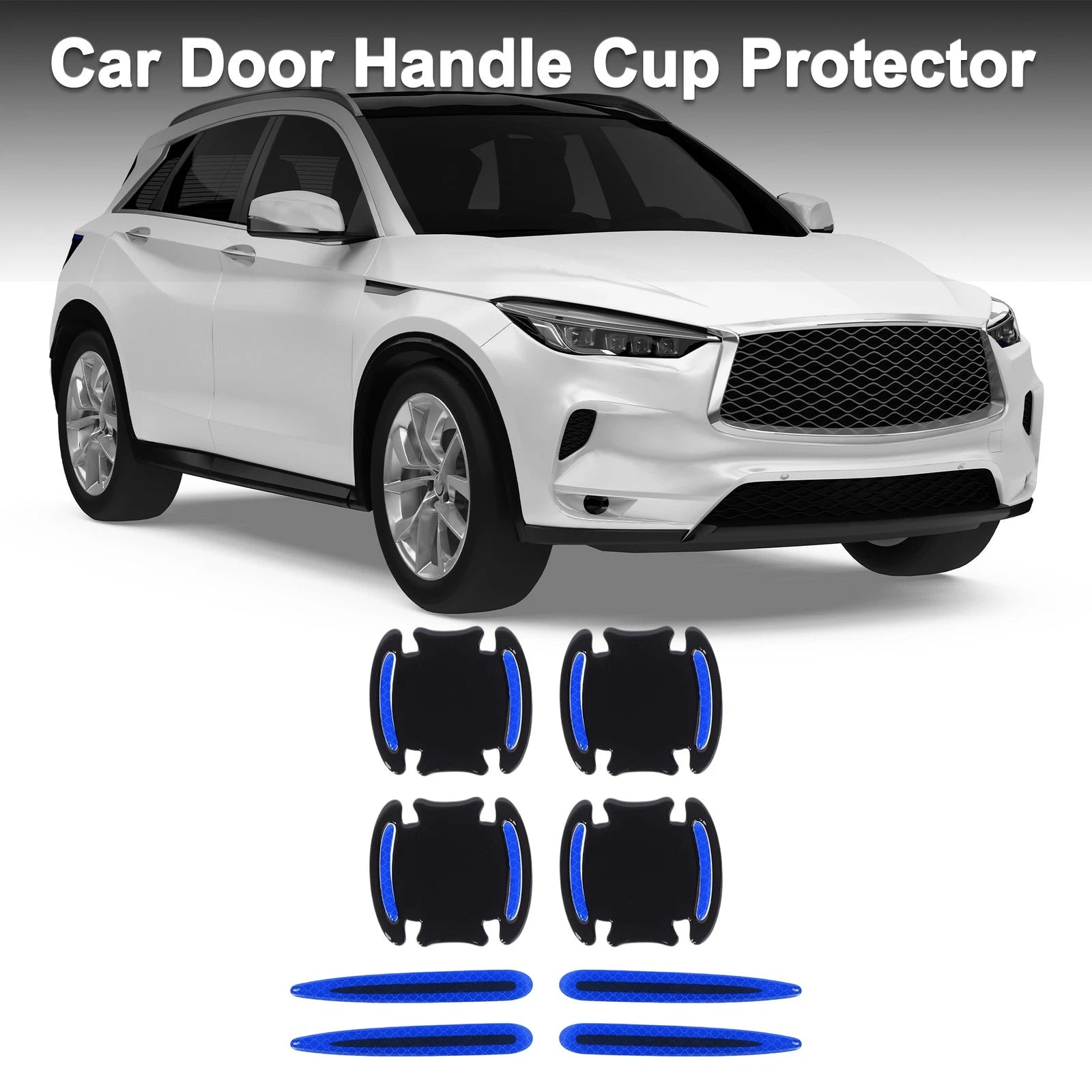 Door Handle Cup Protector for Car (Black, Blue)