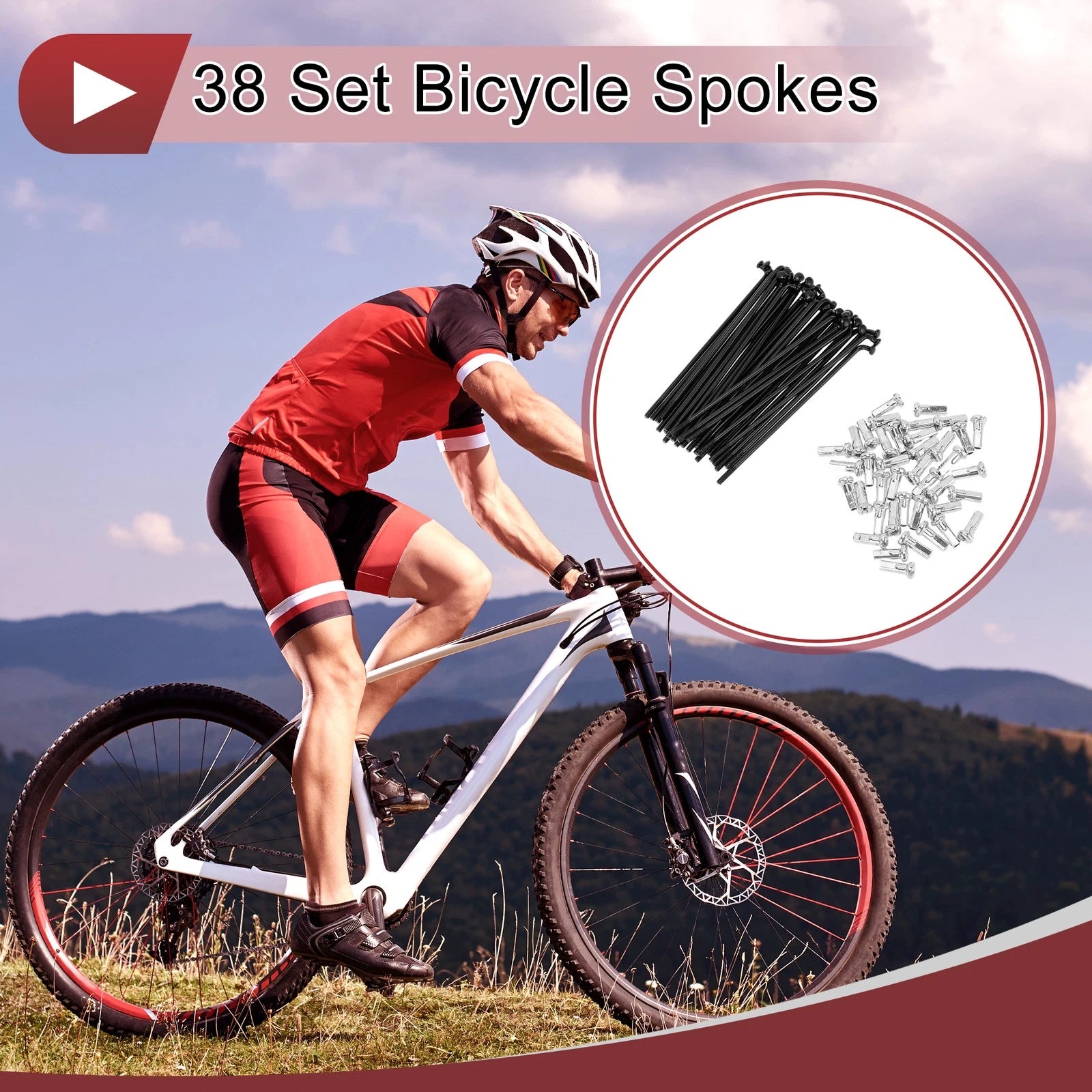 Bicycle Wheel Spoke Set 14G 76 mm Carbon Steel Black for Universal Use