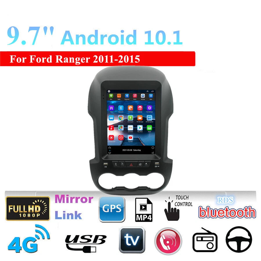 9.7" Vertical Android 10.1 Stereo Radio Head Unit for Ford Ranger (2011–2015)