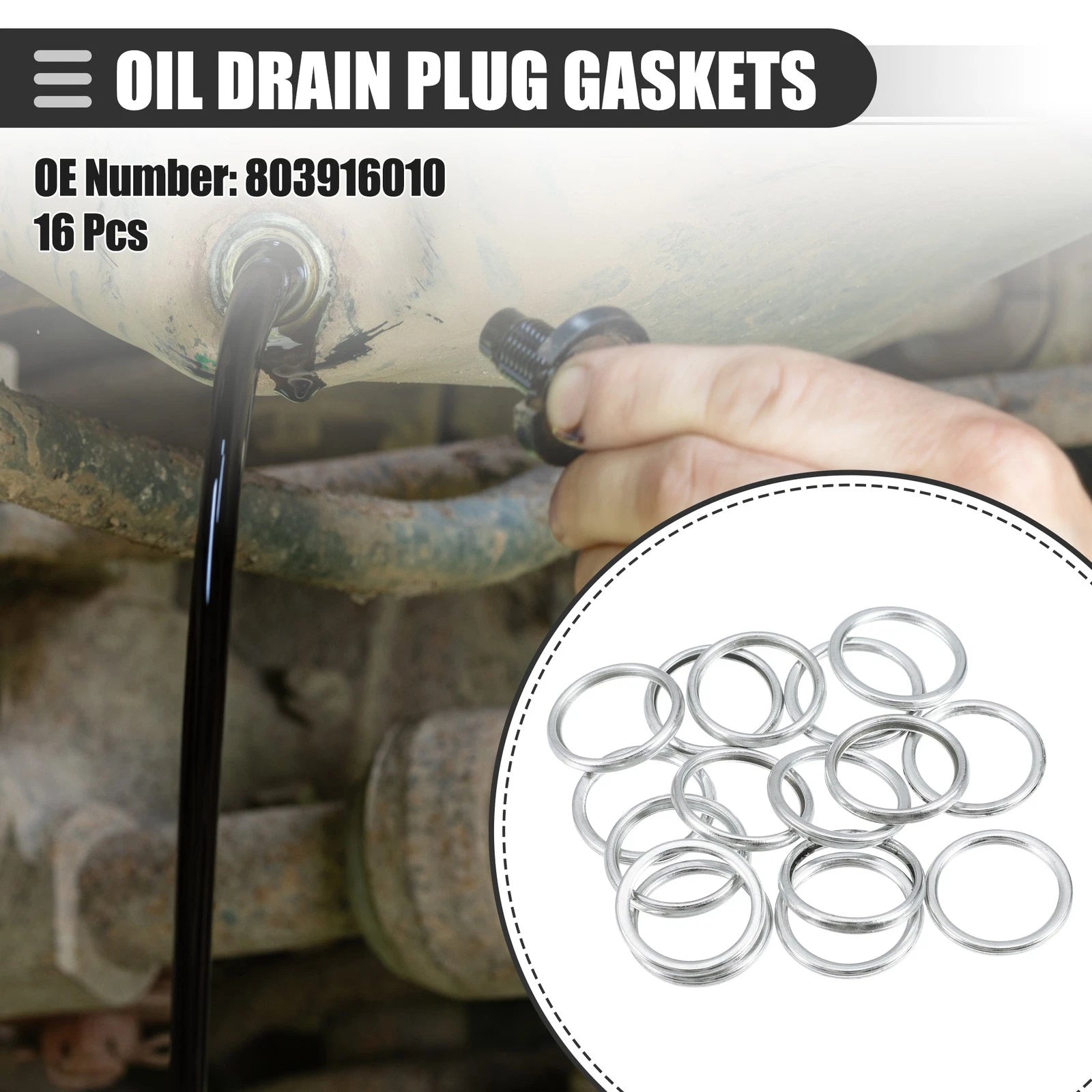 Oil Drain Plug Gasket Set 16pcs Replacement for Subaru BRZ (2013–2020)
