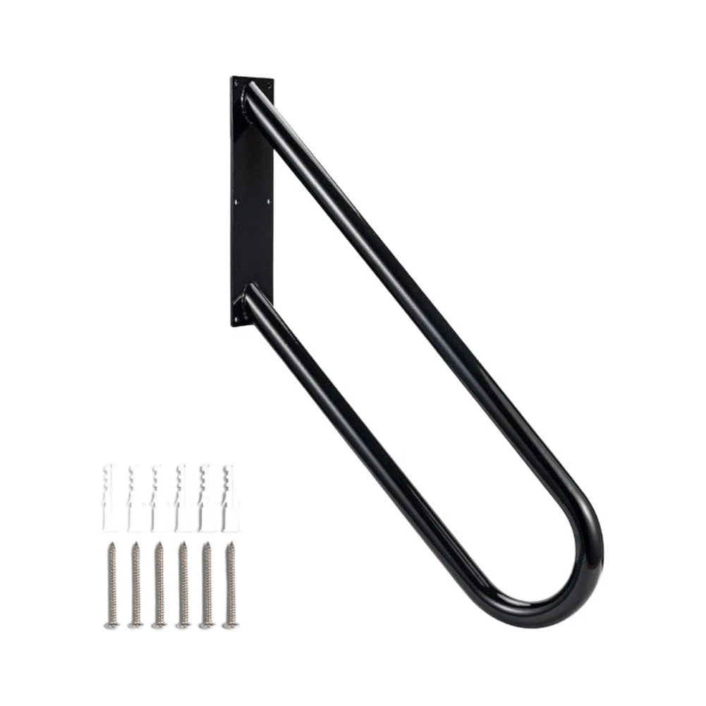 U-Shaped Outdoor Handrail for 1-3 Steps (Solid Iron, 6-Hole Mount)