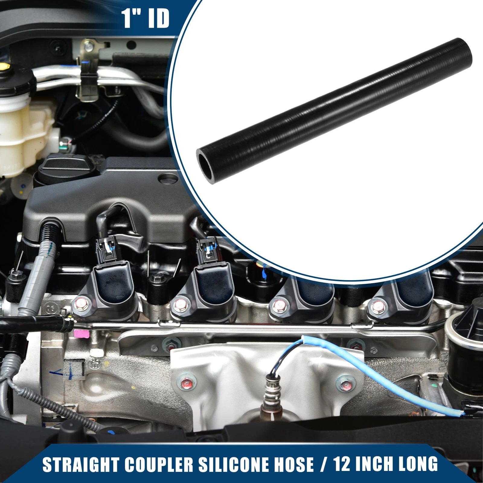 Silicone Coupler Hose for Car Intercooler 1" ID Black (Fits )