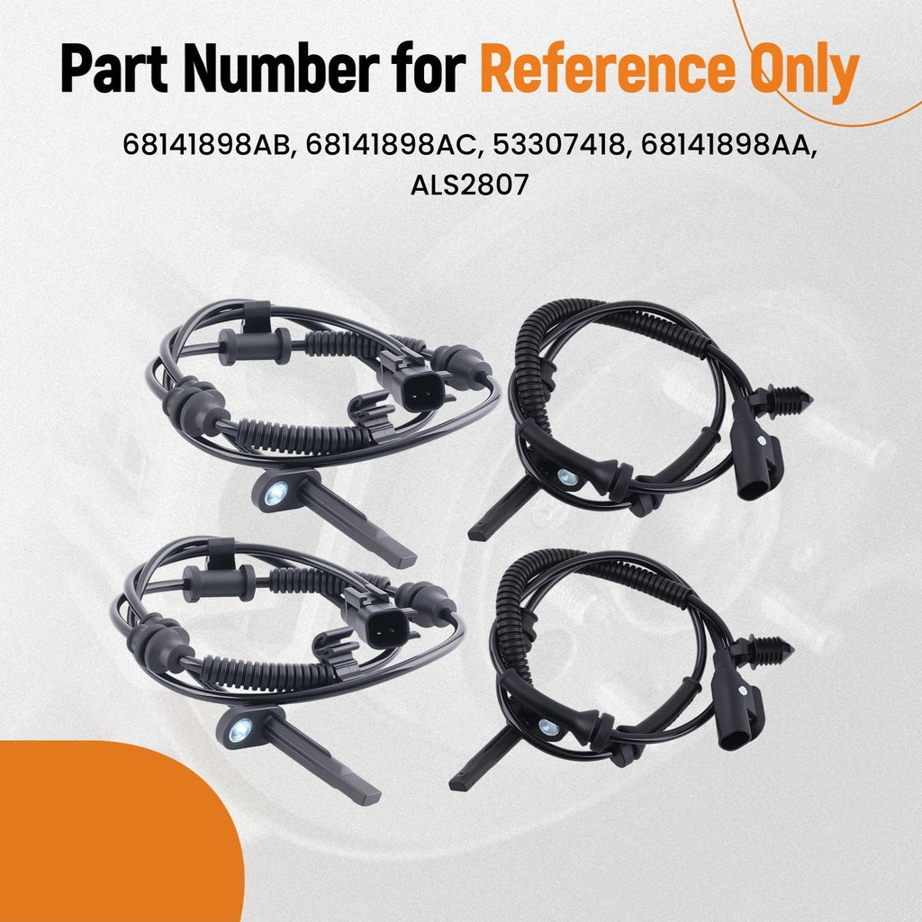 4PC ABS Wheel Speed Sensor Set for Jeep Cherokee (2014–2020)