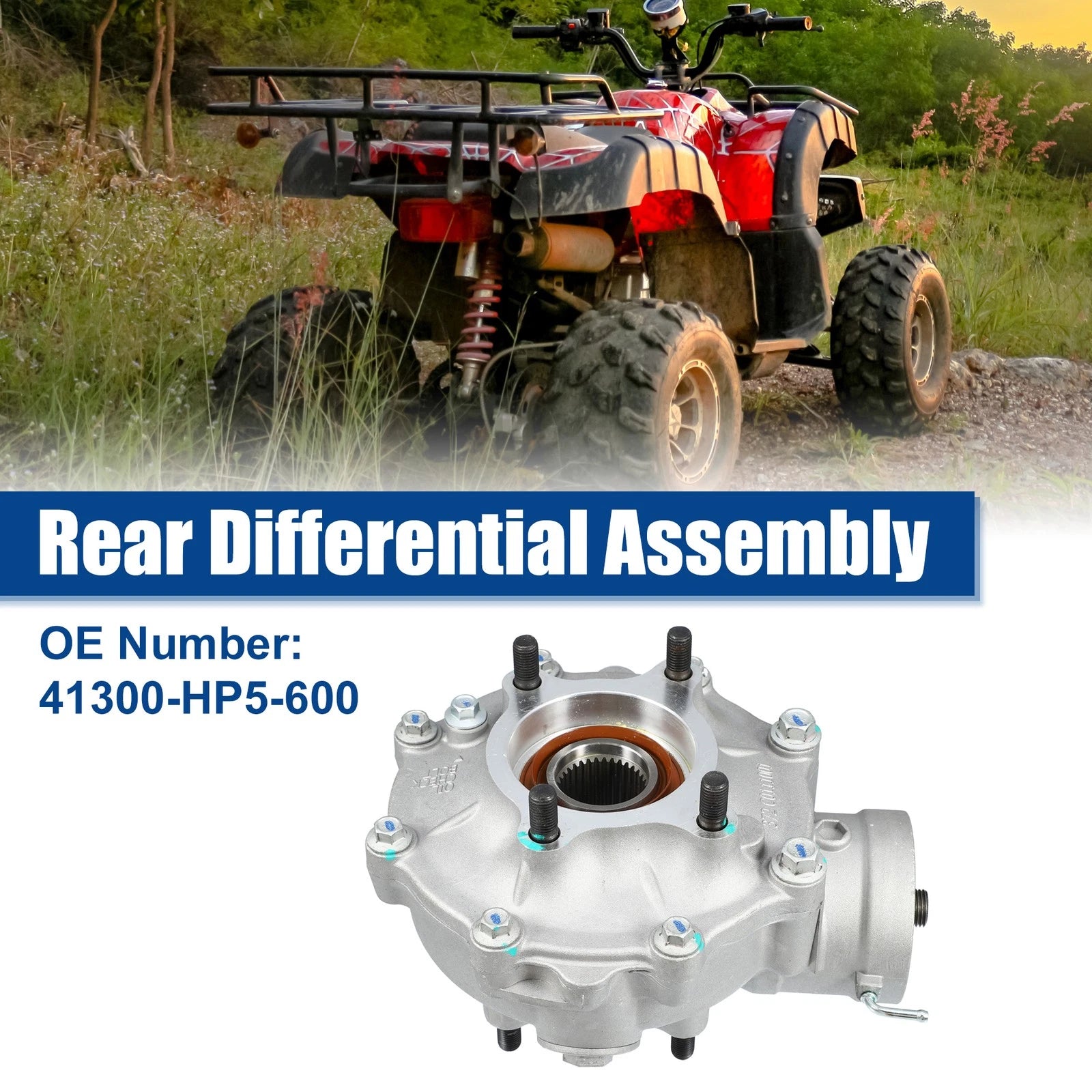 Rear Differential Assembly Replacement Fit for Honda Rancher 420 Silver Tone (2007–2013)
