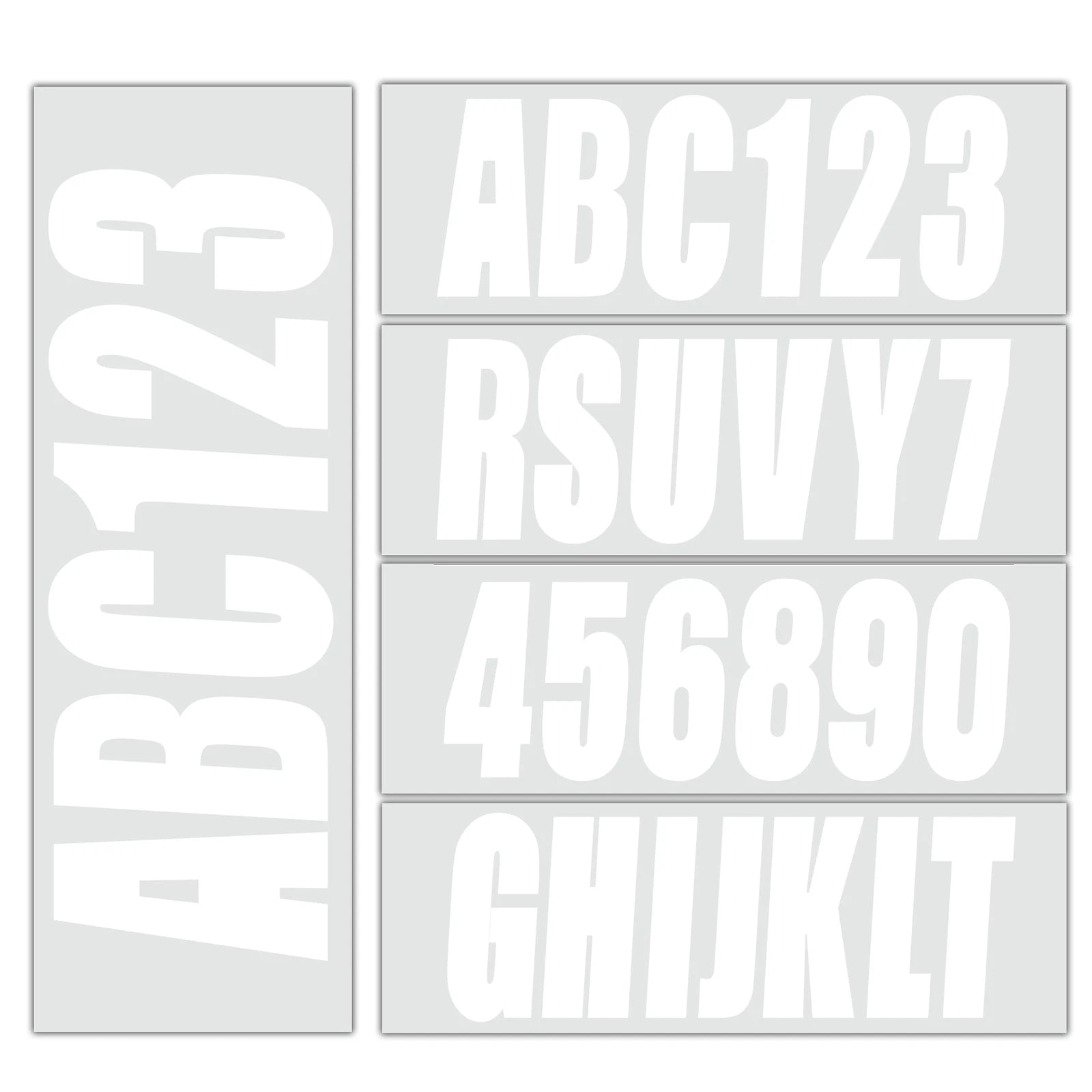 Boat Registration Decals A-Z Letters & 0-9 Numbers (White)