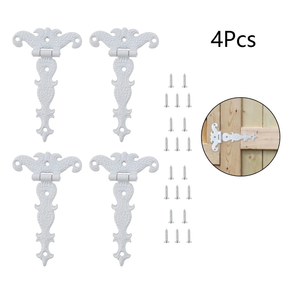 Set of 4 White T-Strap Hinges for Jewelry Chest Toolbox